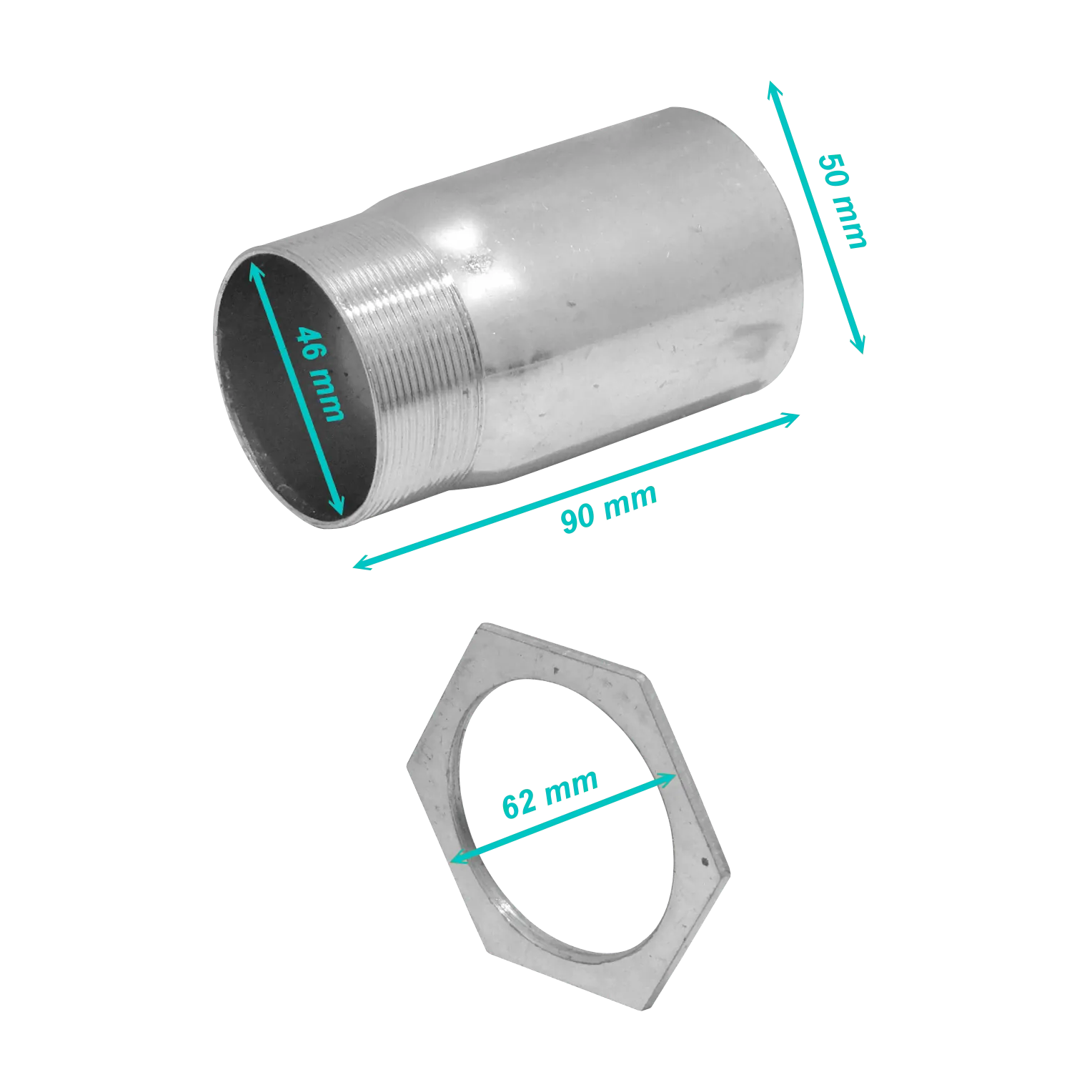 Salida con hilo Linkchip EMT50 SA 50mm para conduit rigido metalico largo 9cm 2