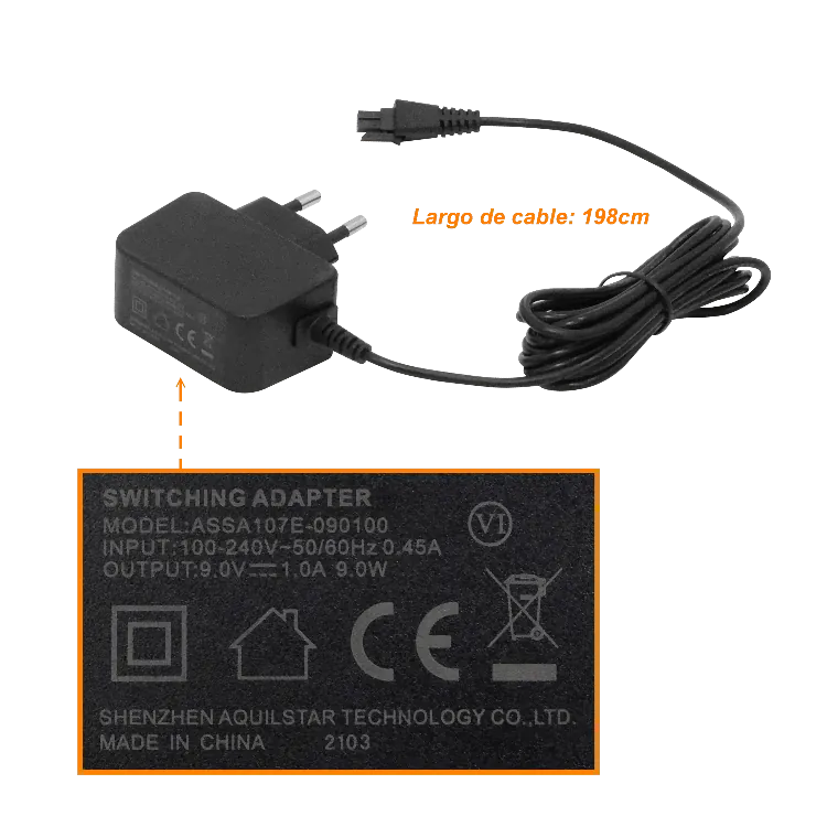 Fuente de Poder 9VDC 1A Plug Microfit 2x2, Interior Switching 100-240VAC 3