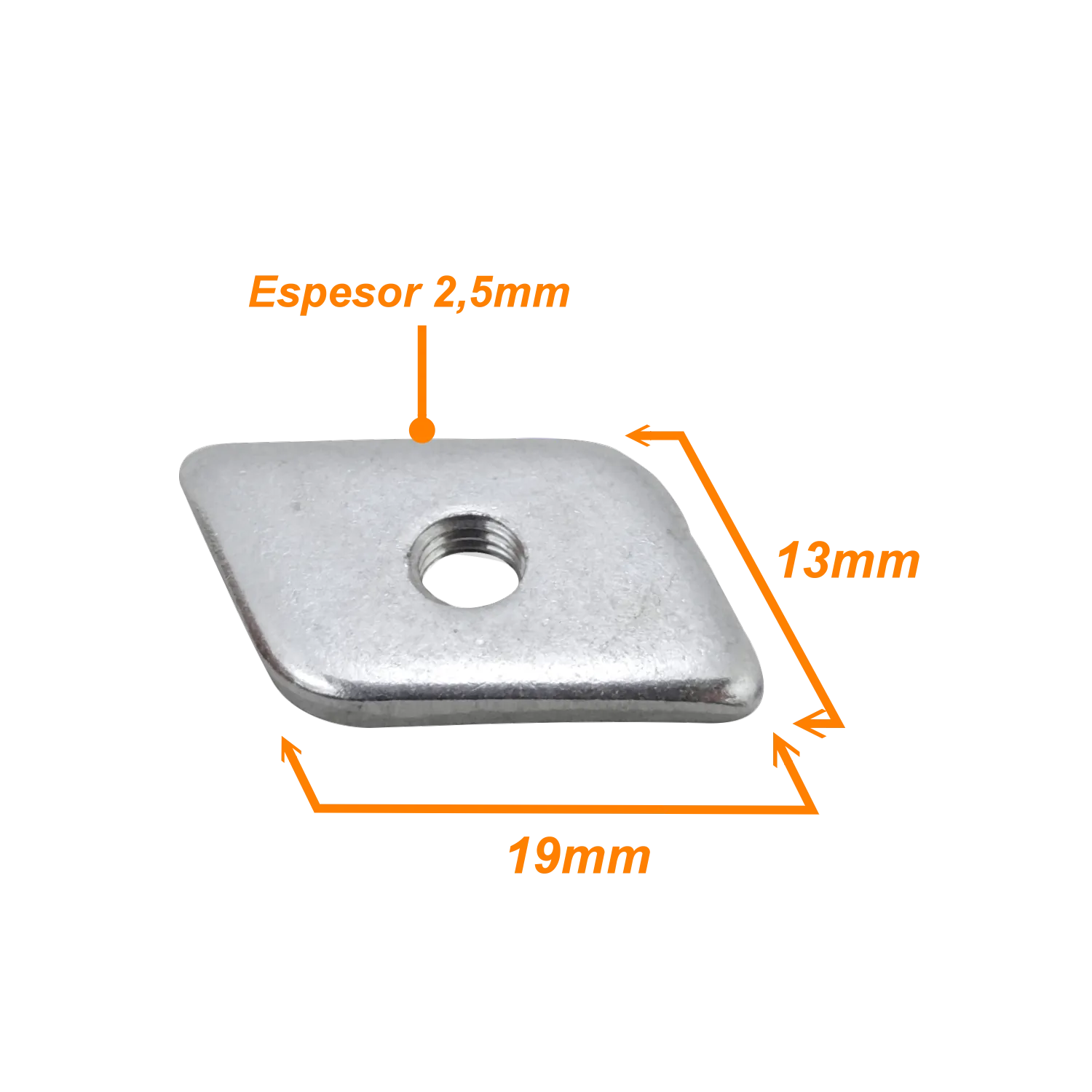 Tuerca M5  Plana 19x13x2,5mm 1-und compatible con CCA-M5 2