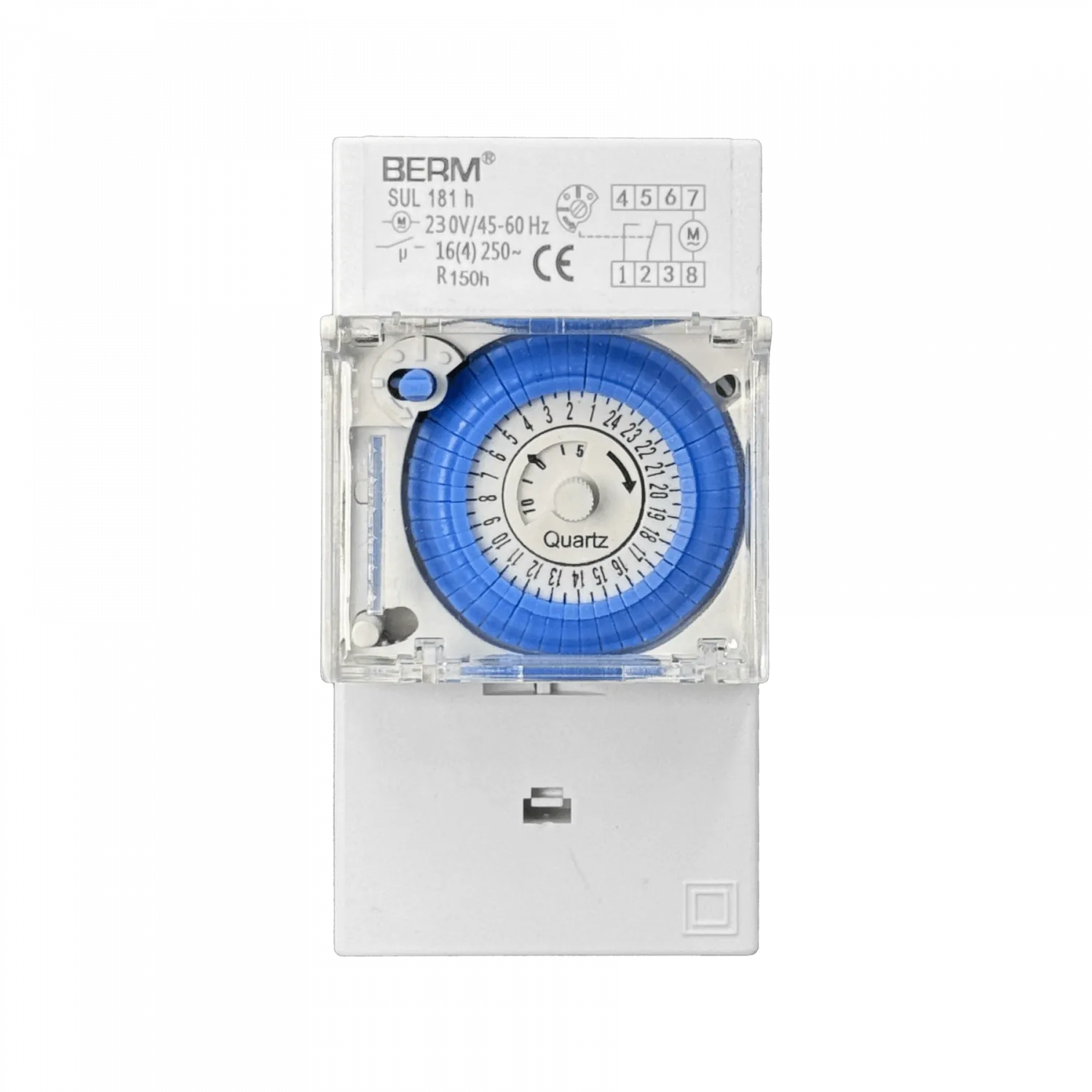 Riel-Din Temporizador Mecanico 220VAC 16A 50-60Hz 3500W 24hrs SUL 181h 2