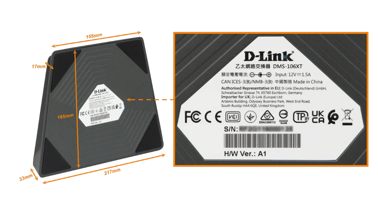 Switch D-Link DMS-106XT de 6 Puertos, Multigigabit, 45Gbps 4
