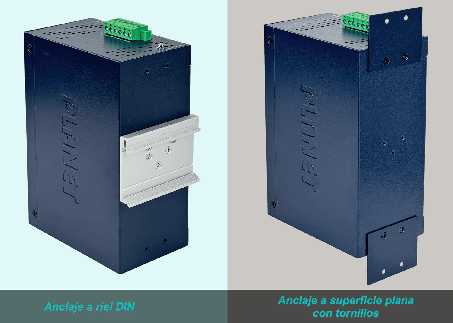PLANET 16-100 Switch Industrial Riel-DIN no-Admin req/12-48VDC/24VAC 3