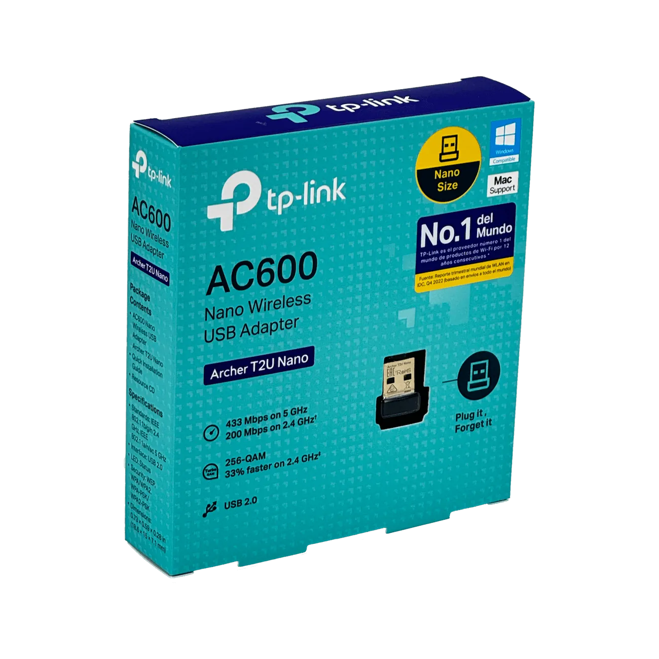 Adaptador Nano USB TP-Link Archer T2U Nano AC600 de doble banda 6