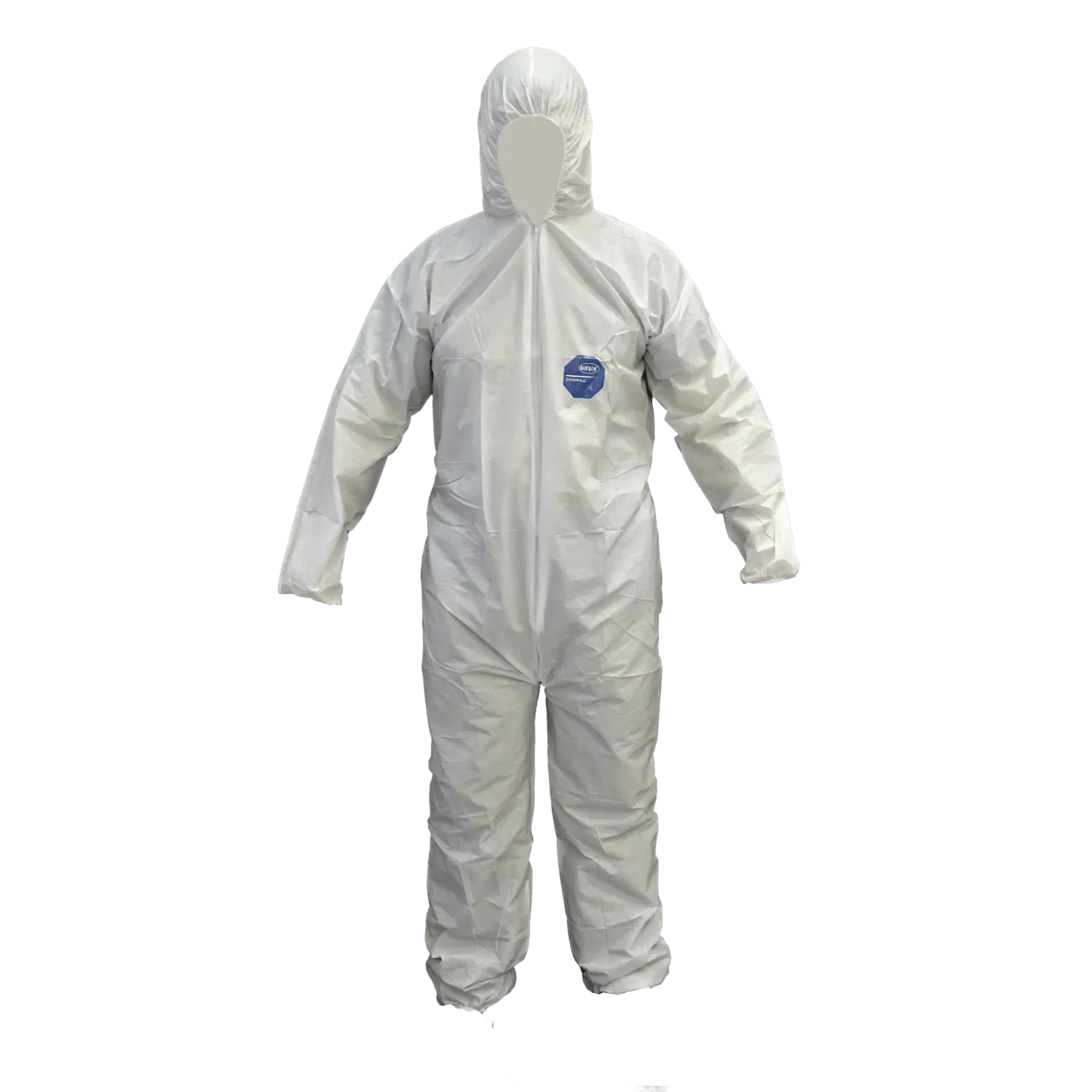 Buzo Desechable Talla XL Blanco con Cierre y Gorro Polipropileno 3