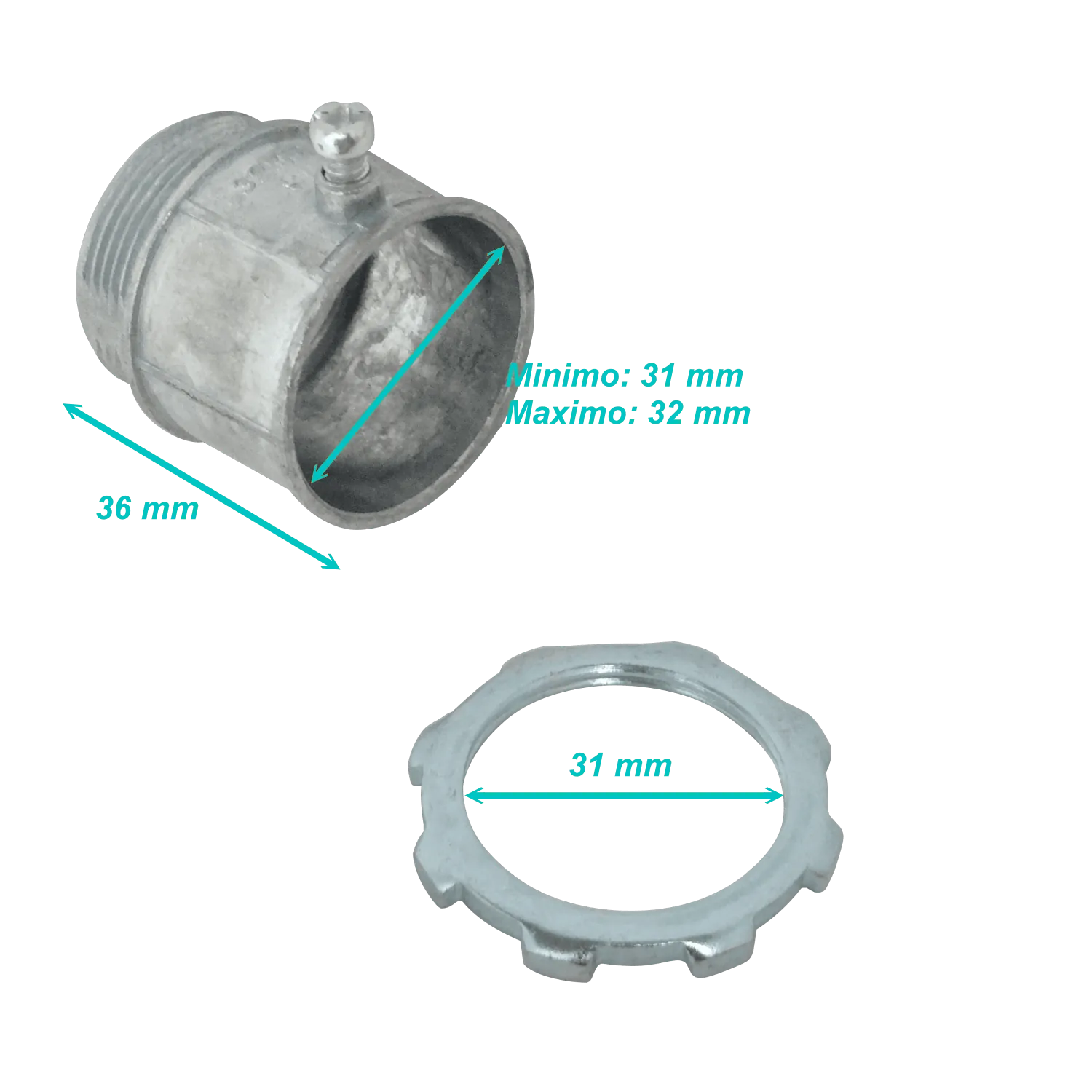 Salida de Caja con Hilo de Zinc 32mm para Conduit Metálico Rígido - LinkChip EMT32-SA 2