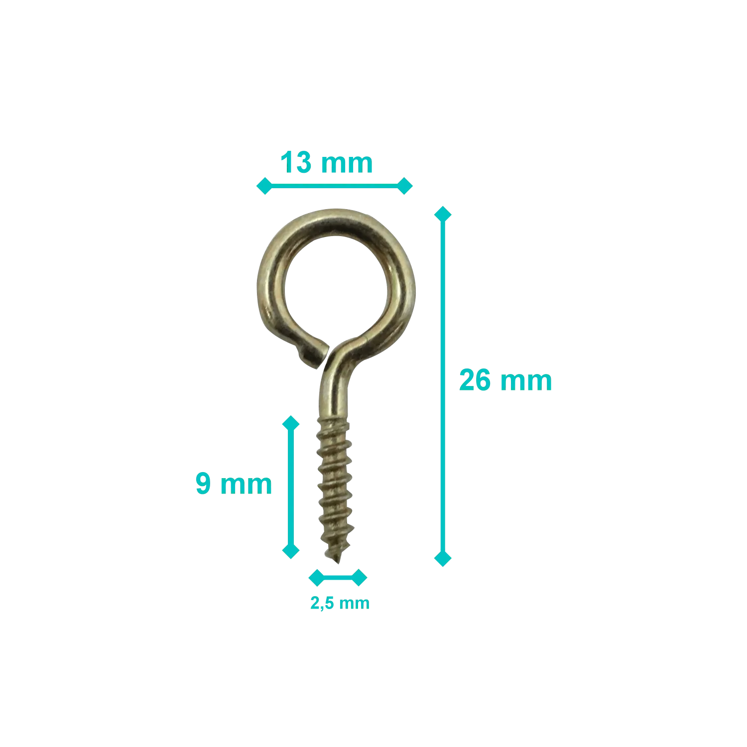 Cancamo-Cerrado 26mm-Largo-Total 24-unids. M2.5 Hilo-2,5x9mm 13mm- 2