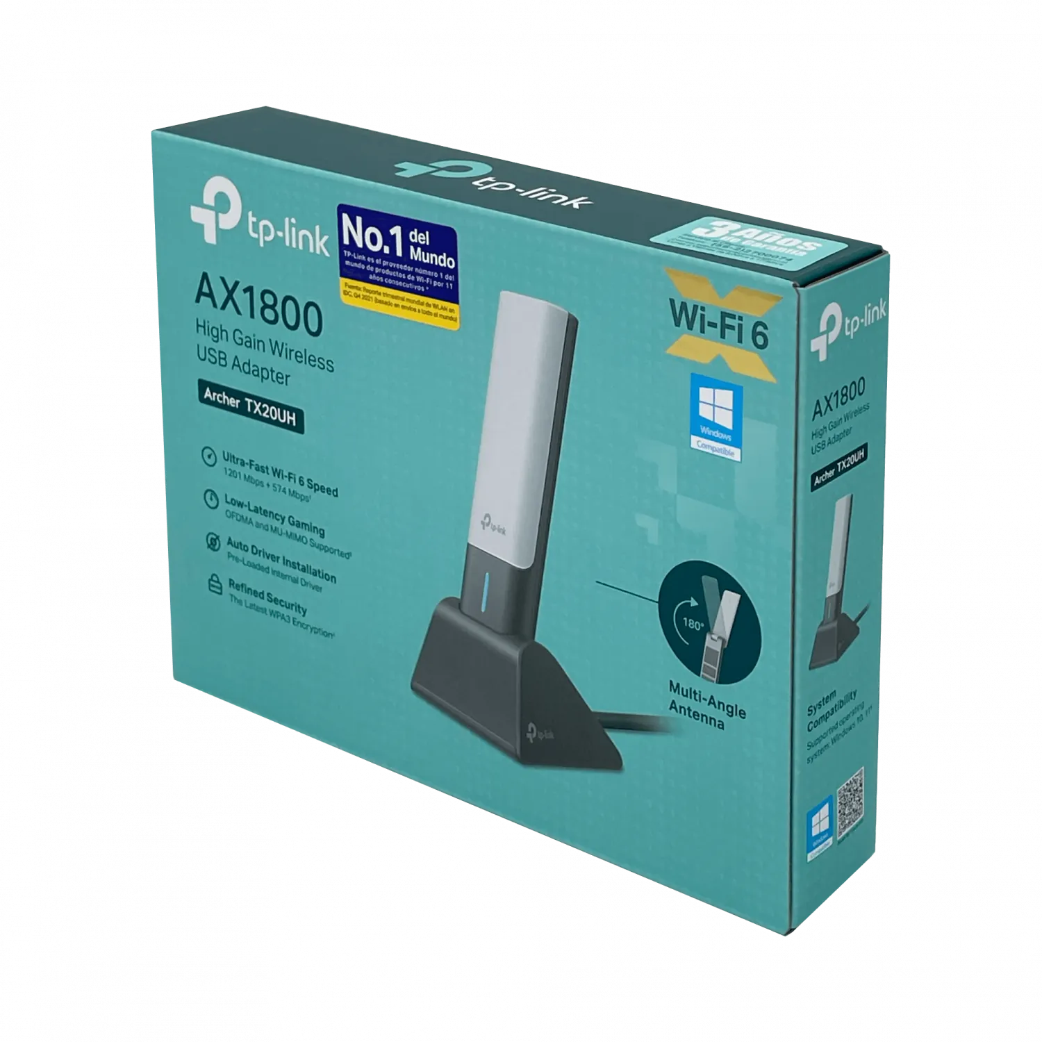 Adaptador USB TP-Link Archer TX20UH Wi-Fi 6 AX1800 con antenas externas y doble banda 3