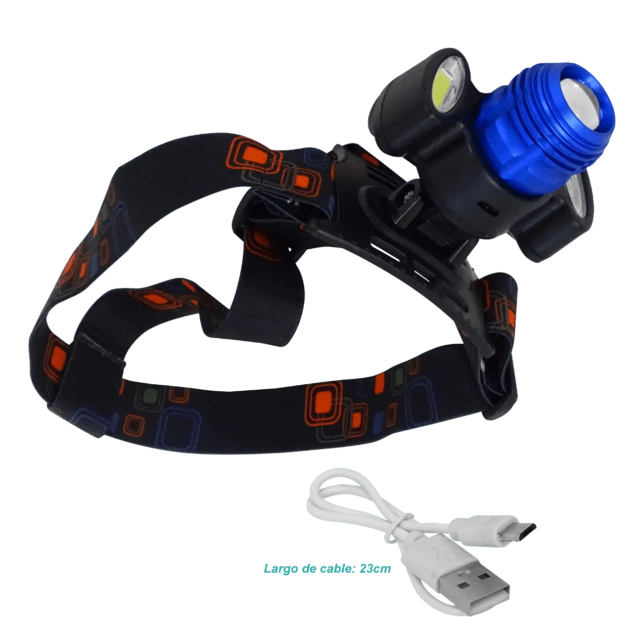 Linterna 3-LED Cintillo p/Cabeza pila interna de Litio Recargable 3