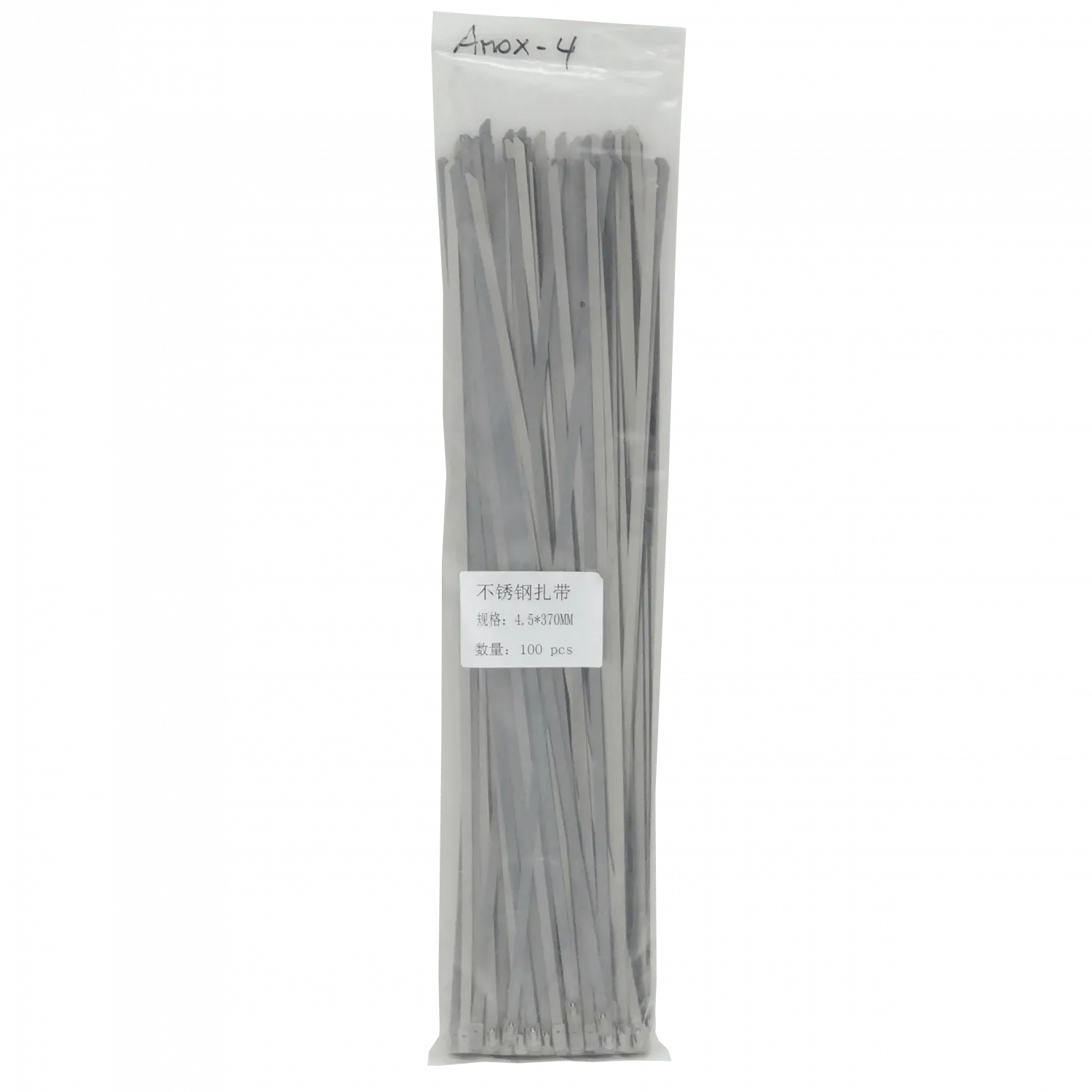 AMOX-4. Amarra 370x4,5mm Acero Inoxidable 0,3mm 100-unidades Metalica 3