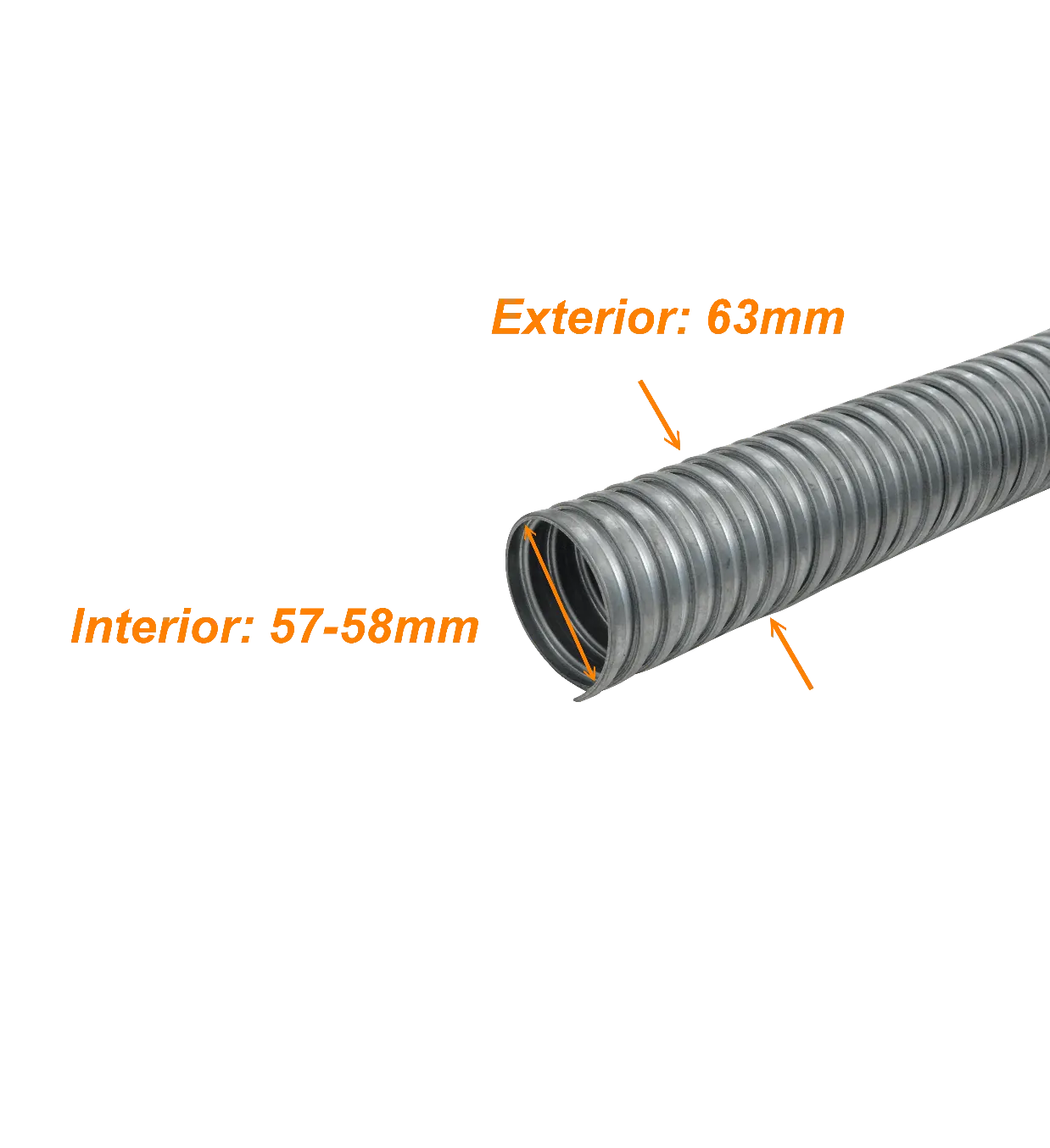 Solo-Metal 63mm Rollo-20mts Conduit Flexible Diametros ext/int 63/57mm 3