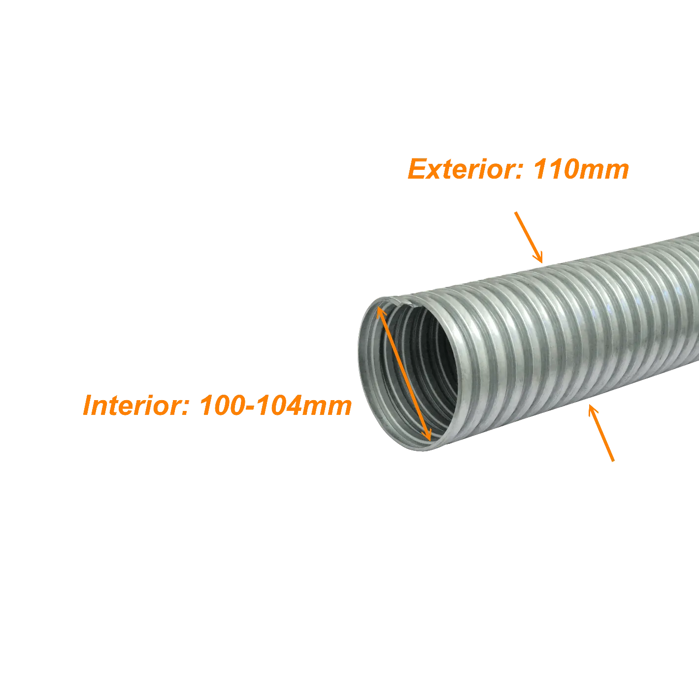 Conduit Flexible Diametros ext/int 110/102 Solo-Metal 110mm Rollo-10mt  3