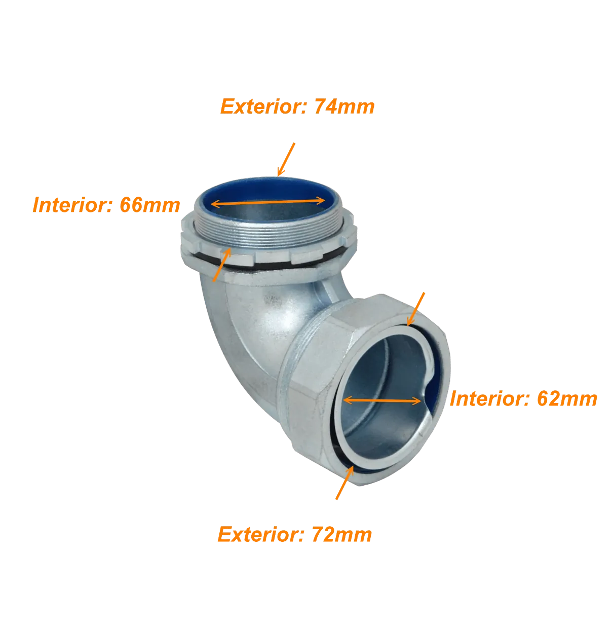 Prensa Estopa para Flexible Aislacion IP65 Metalico 75mm Codo  3