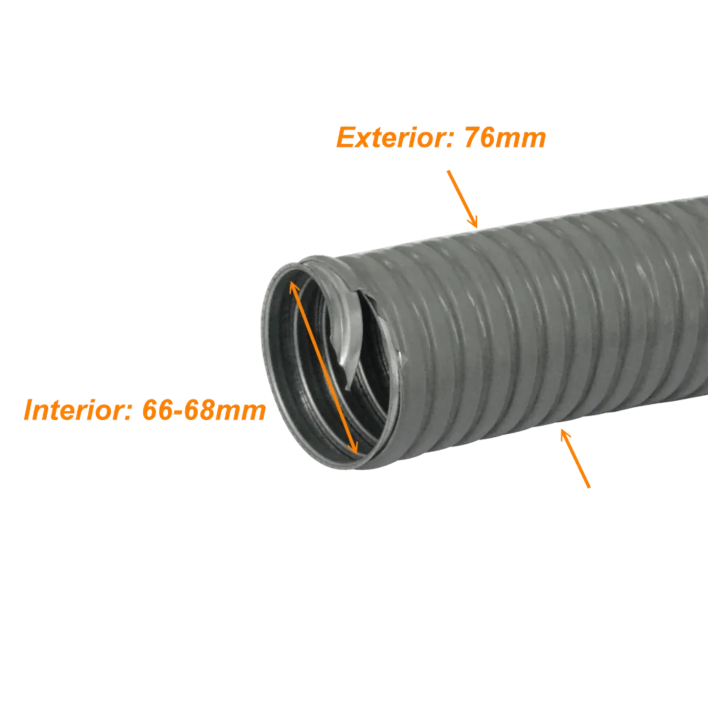 Conduit Flexible Metálico 75mm 20m Cubierto en PVC, M75-20 3