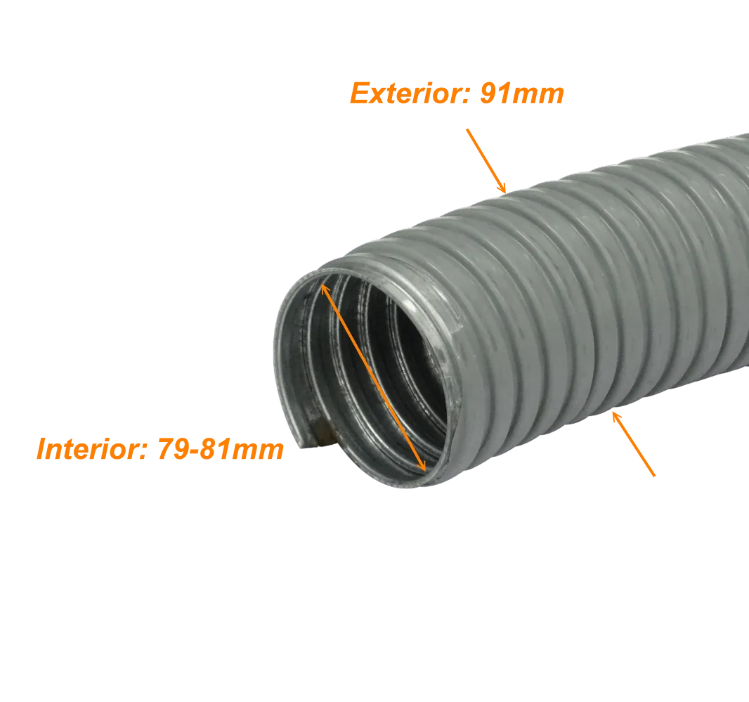 Conduit Flexible Metálico 90mm 10m Cubierto en PVC, M90-10 3