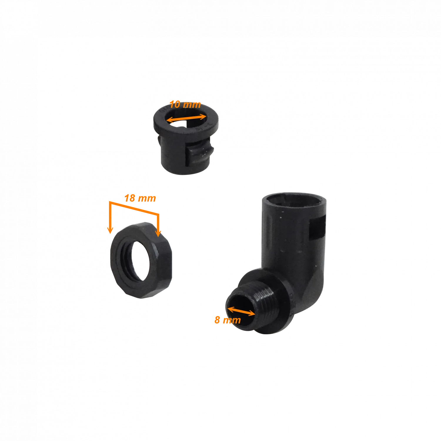Prensa Estopa p/Conduit Flexible Plastico Negro 10mm Codo Salida Caja  3
