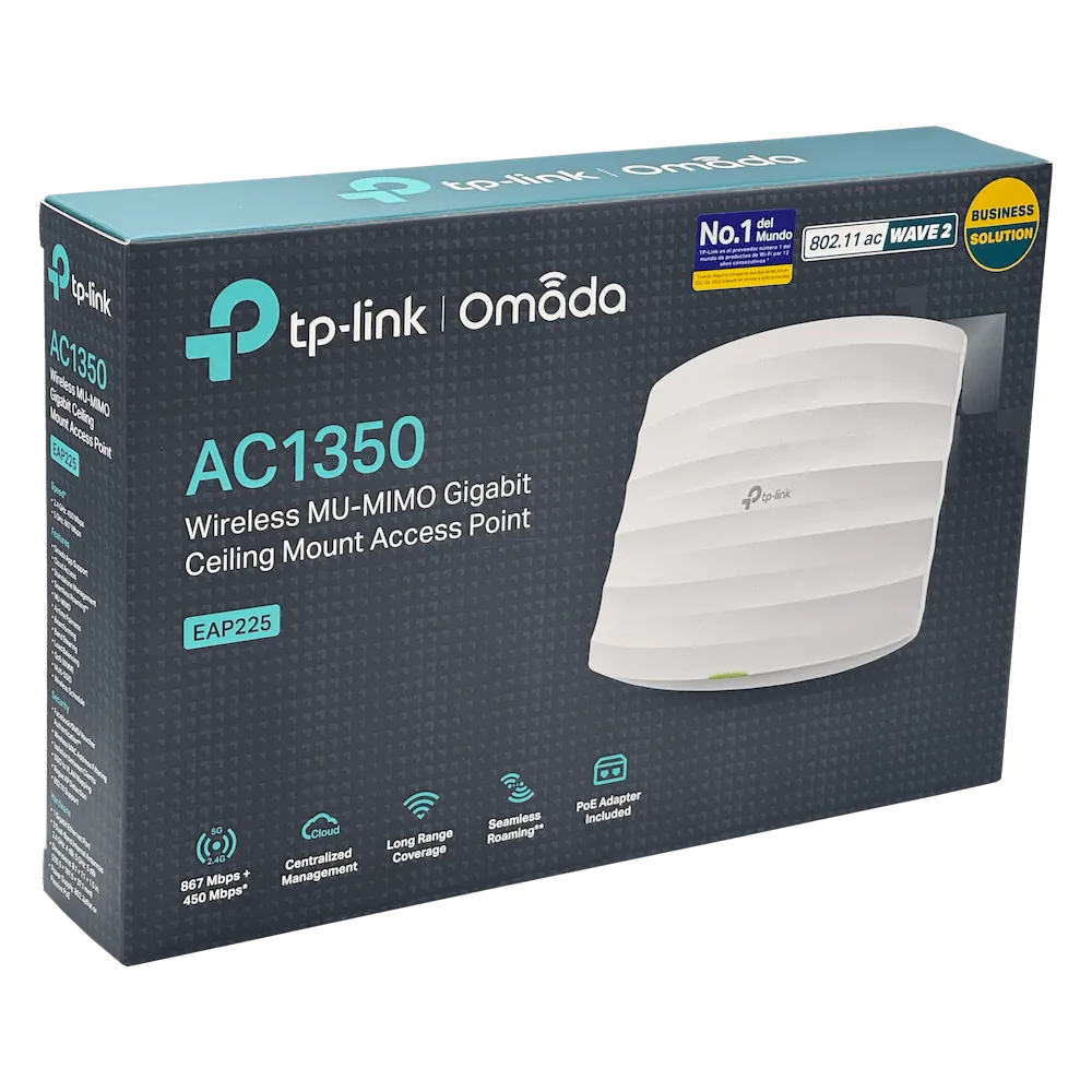 Punto de Acceso TP-Link EAP225, de Montaje en Techo Gigabit MU-MIMO Inalámbrico AC1350 6