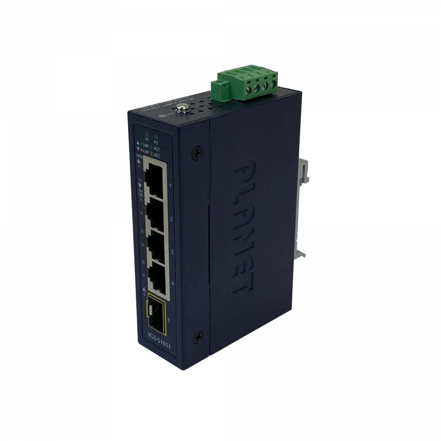 Switch Industrial Riel-DIN Gigabit req/12-48V PLANET 4-1000 1-SFP IP30  7