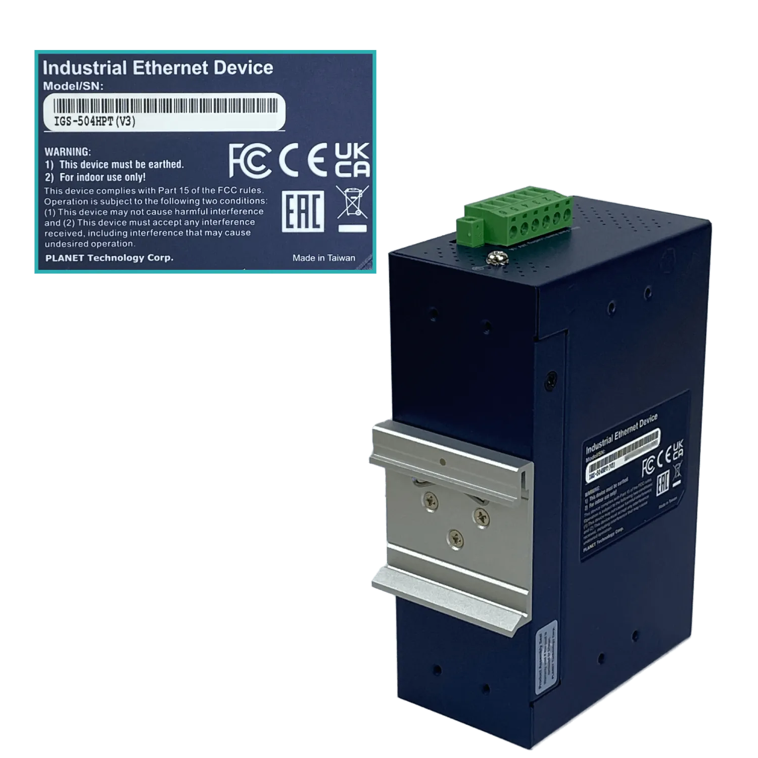 Switch 5-1000 4-PoE+120W-tot RielDIN industrial 50mm req/12-56V PLANET  7