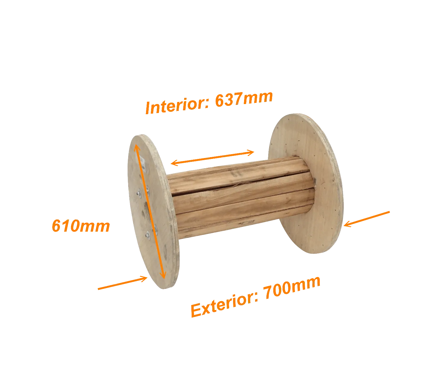 Carrete Vacío de Madera CARE-2 60cm Diámetro, 70cm Ancho, para Cable de Fibra Óptica 2