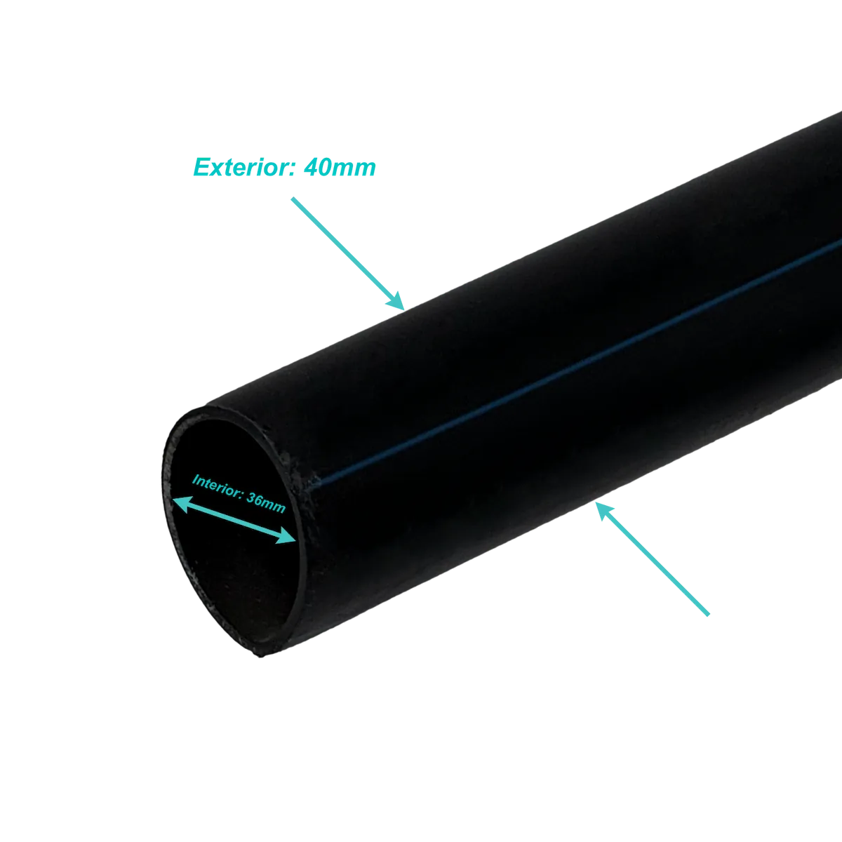 Rollo 100mts Negra HDPE Polietileno Reciclado Plansa 40mm-ext 2,2mm  3