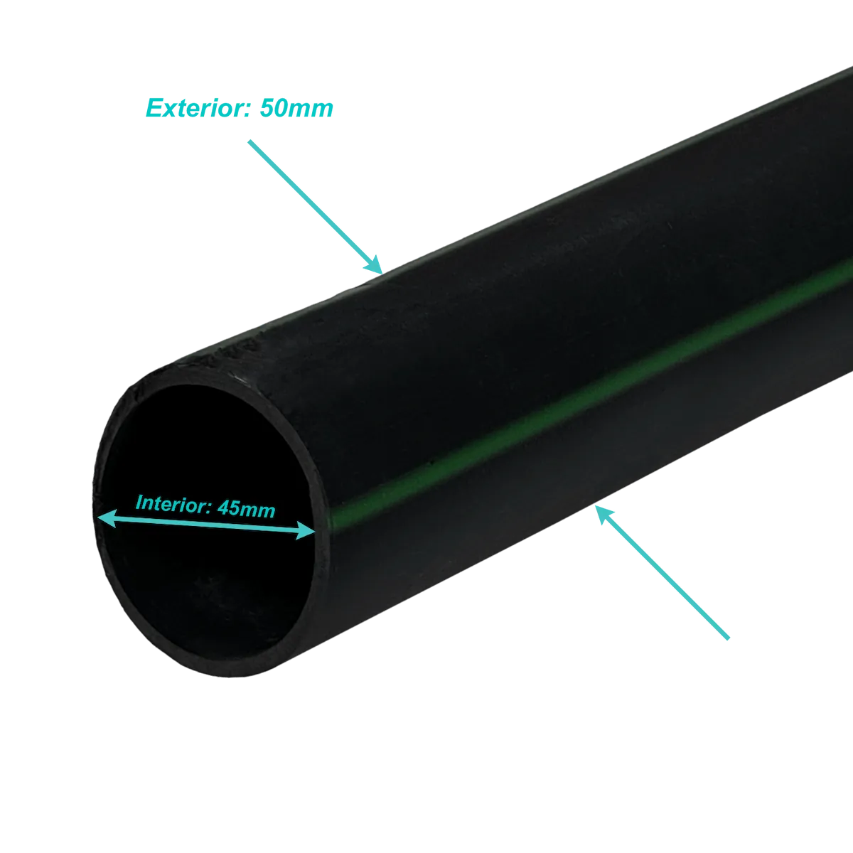 Plansa 50mm-ext 2,9mm Rollo 100mts Negra HDPE Polietileno Reciclado 2