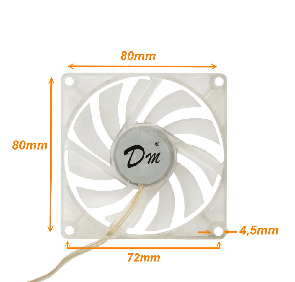 Ventilador para PC 80x80mm, 5V DC, Altura 11mm, Cable 18cm, Conexion USB 2
