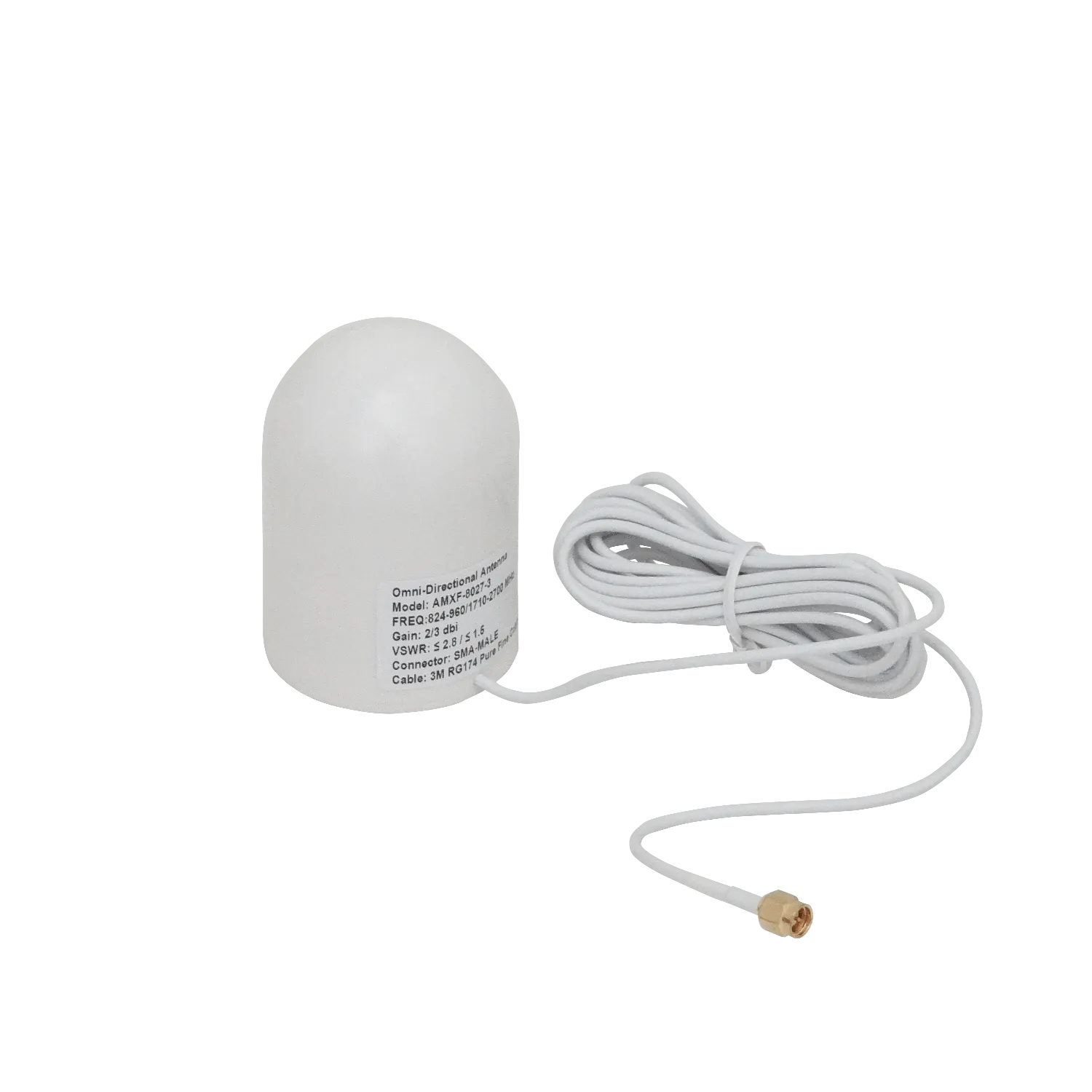 Antena Omnidir 2-3dBi 824-960/1710-2700MHz 4G .SMA-M 3mt BaseMagnetica 3