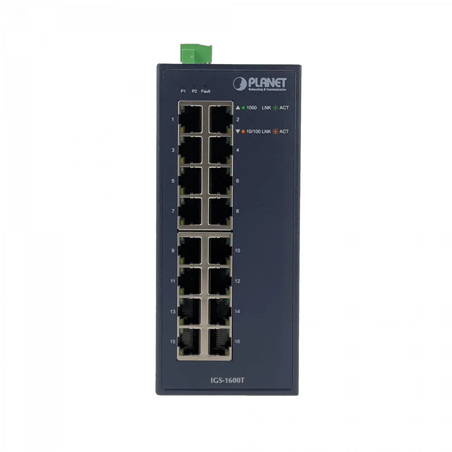 Switch Industrial  PLANET 16-1000 IP30 no-Admin Riel-DIN req/12-48VDC 1