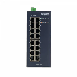 Switch Industrial  PLANET 16-1000 IP30 no-Admin Riel-DIN req/12-48VDC