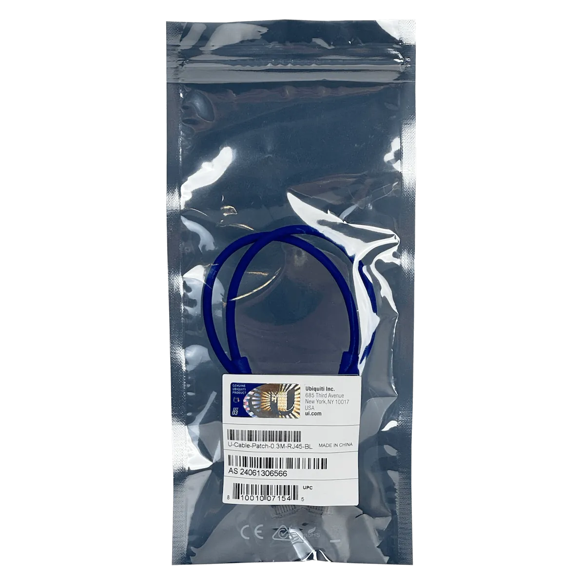 Cable Patch Cat6 Ubiquiti RJ45 Azul 30cm Compacto 4