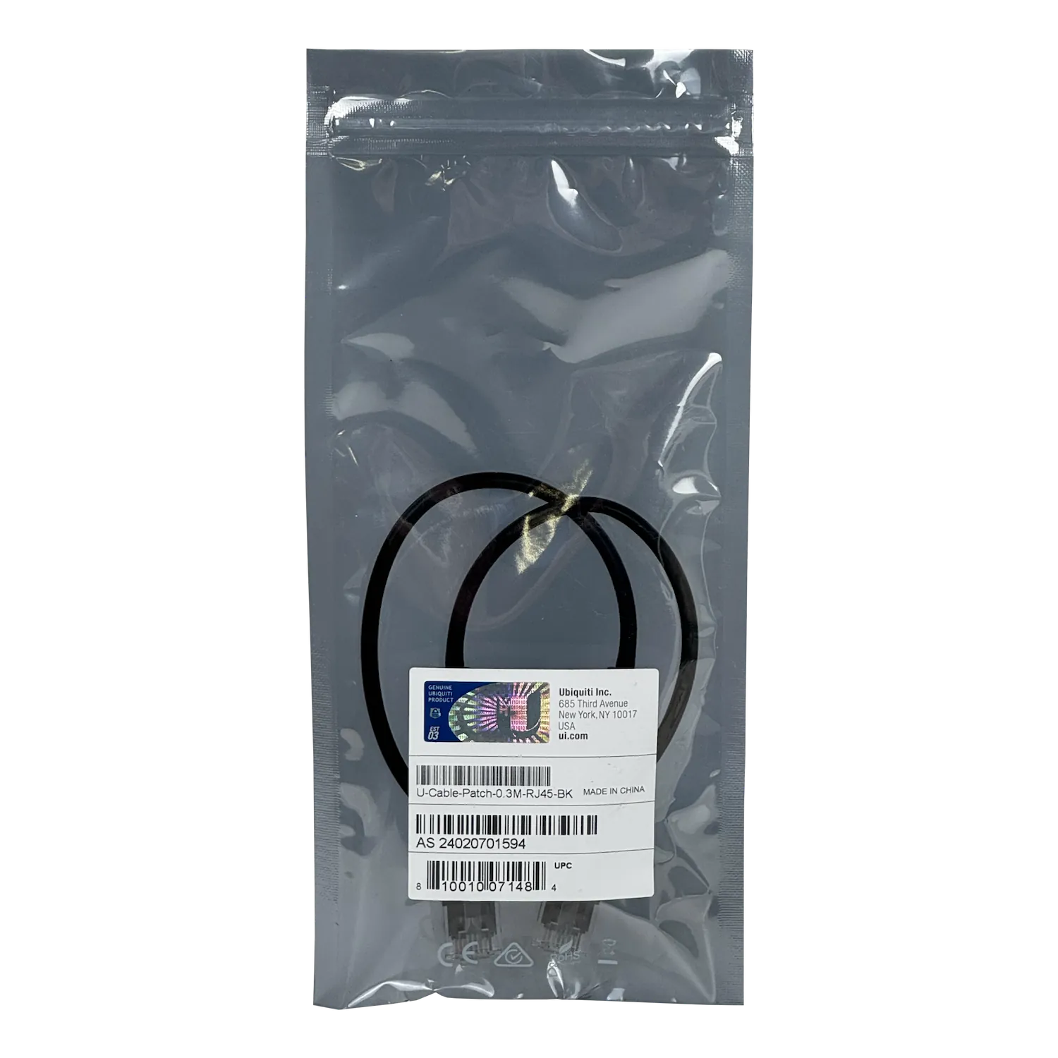 Cable Patch Cat6 Ubiquiti RJ45 Negro 30cm Compacto   5