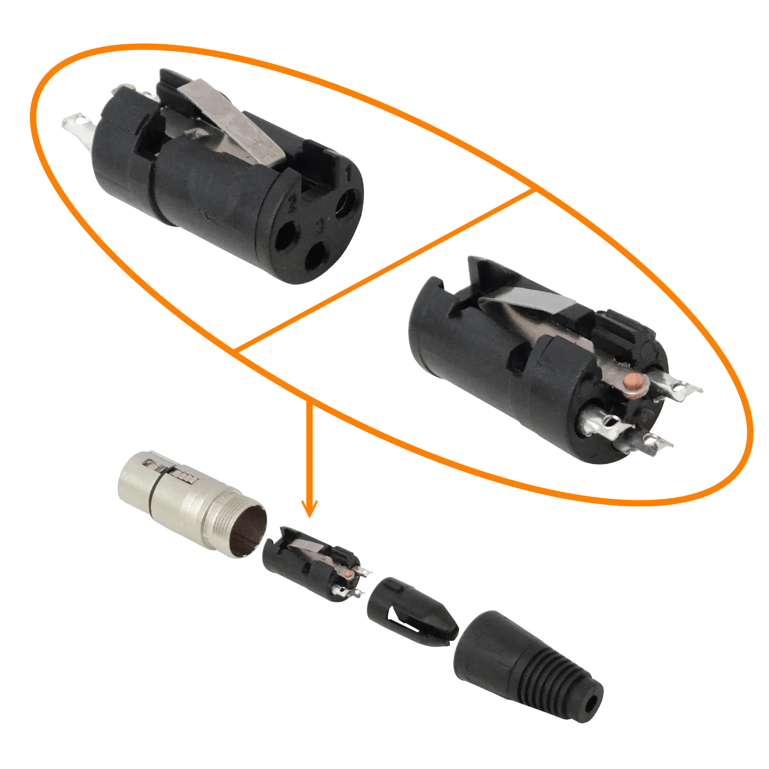 Conector XLR 3-Pin Hembra, Soldable, DMX 3