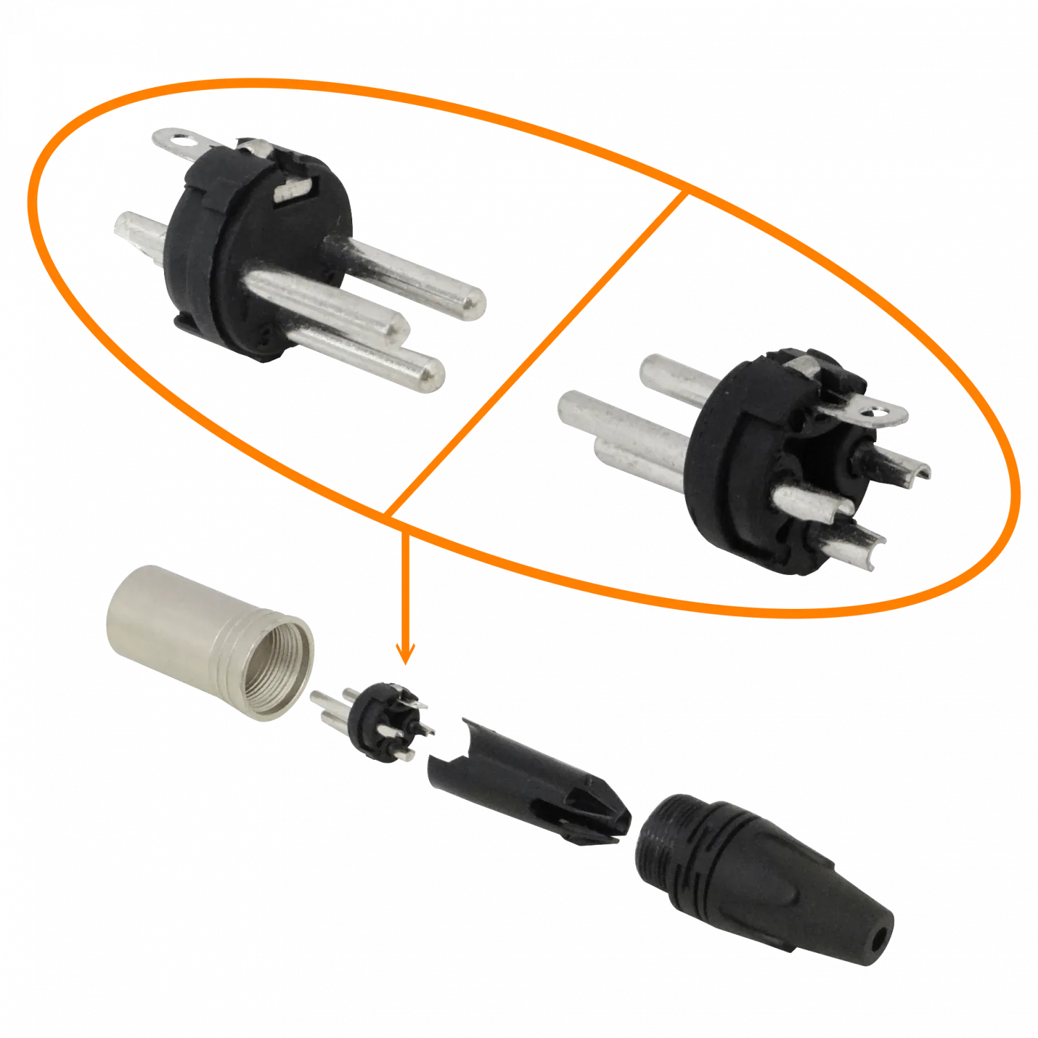 Conector XLR 3-Pin Macho, Soldable, DMX 3