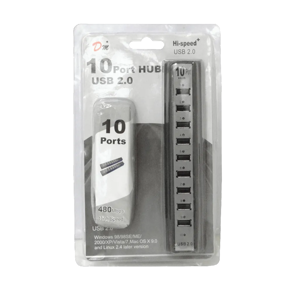 HUB 10-USB2.0 Cargador-2A inc-5VDC/10W 7