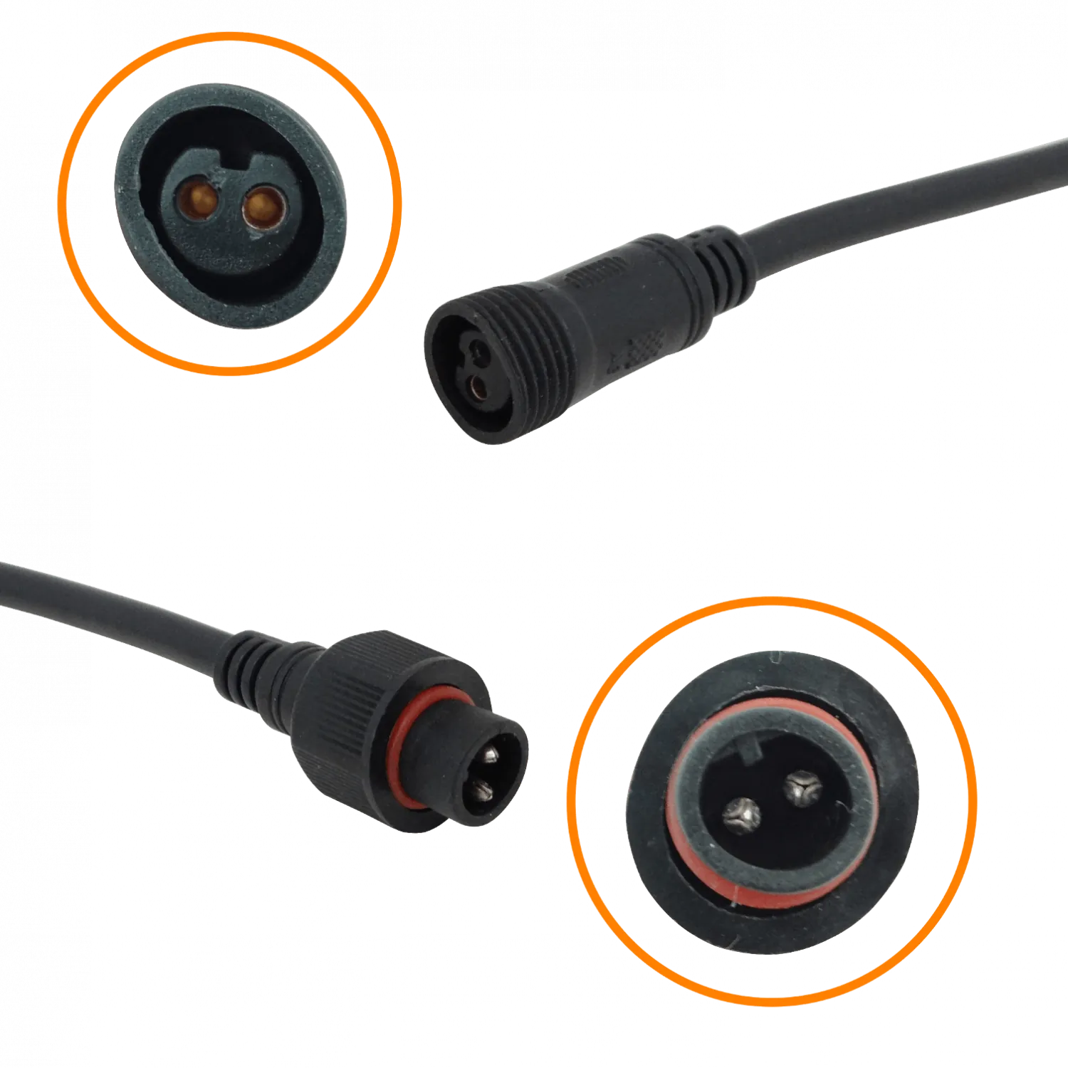 Par de Cables 20+20cm Macho-Hembra 2-pin Volantes Conectores Multiuso-DC (Código: PAR-2PIN) 2