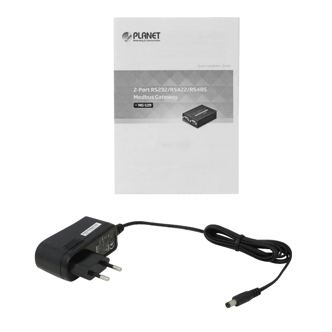 Transceptor Modbus RS232/422/485, 2 DB9, Ethernet 5VDC, PLANET MG-120 4