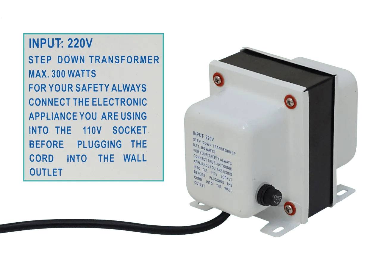 Trasformador 300W MACROTEL, 110V-220VAC, Fusible-5A, Trafo 2
