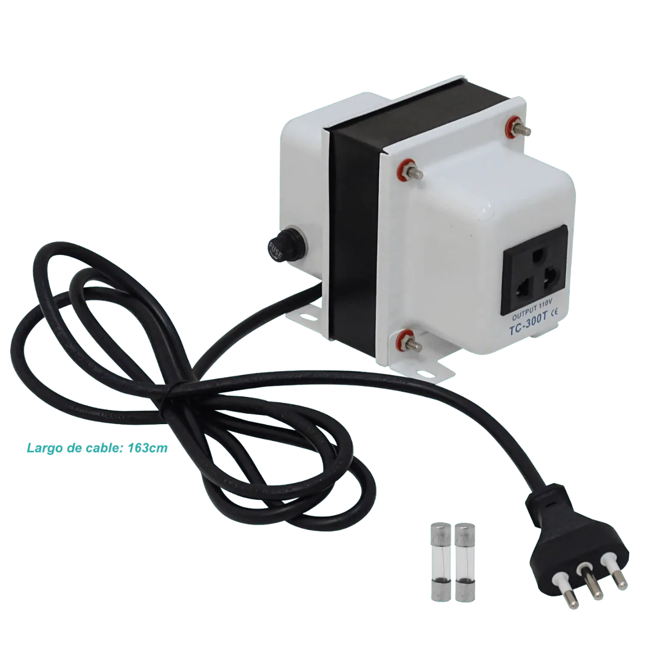 Trasformador 300W MACROTEL, 110V-220VAC, Fusible-5A, Trafo 3