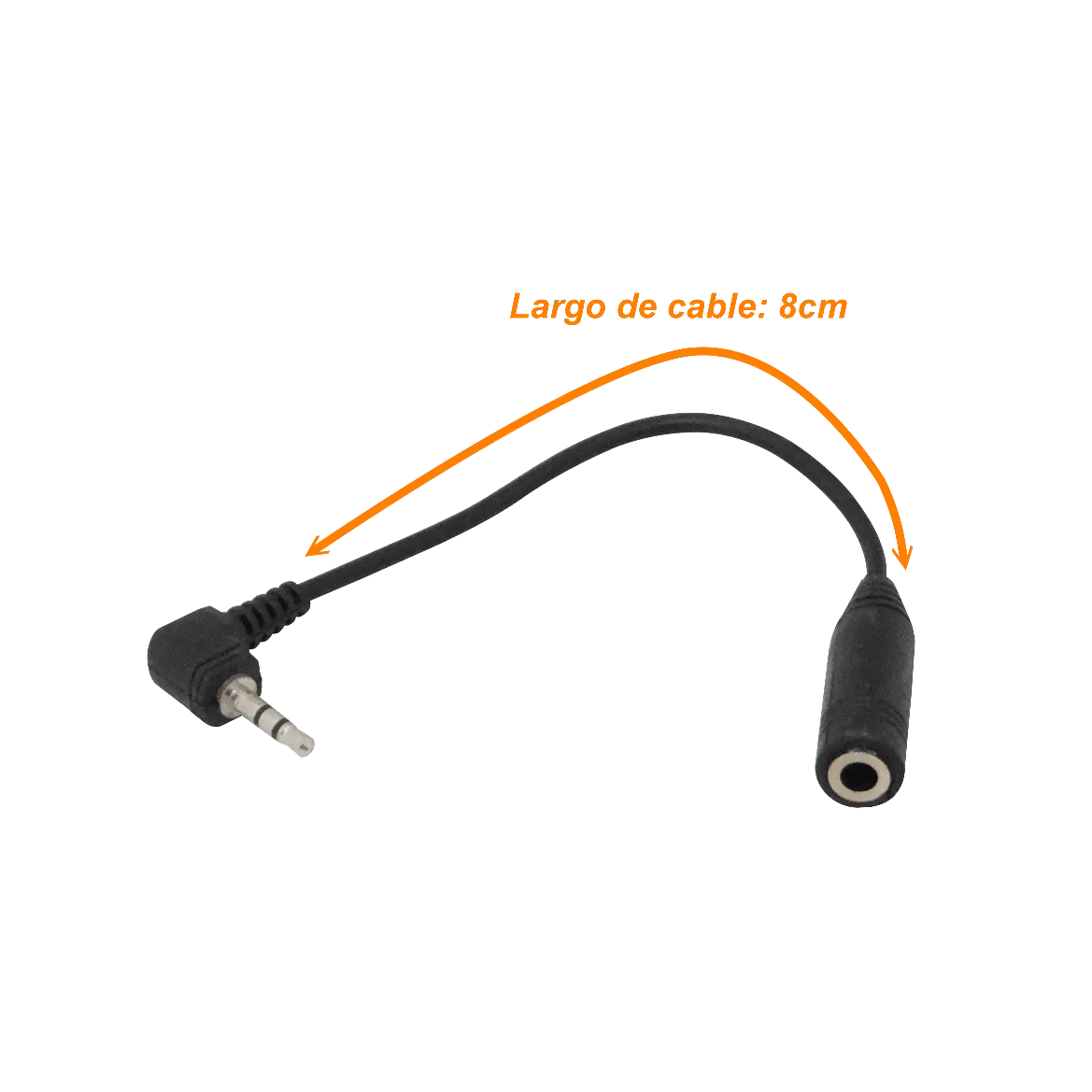 Cable de Audio 3.5mm Hembra a 2.5mm Macho, 12cm 2