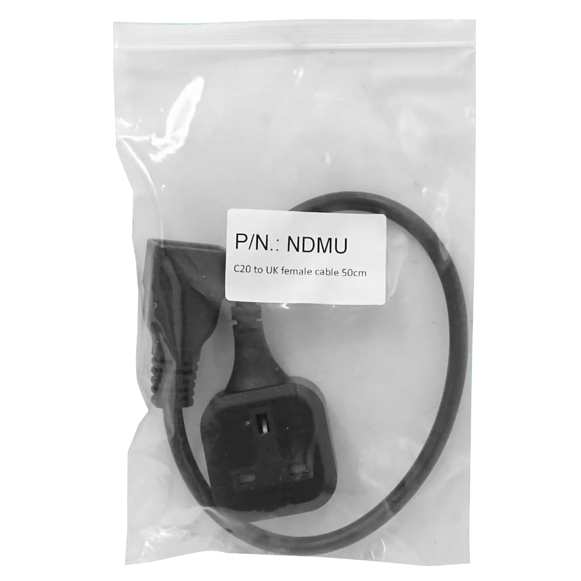 Cable Poder 0,5mt C20-Macho UK-Hembra  Negro 50cm 2