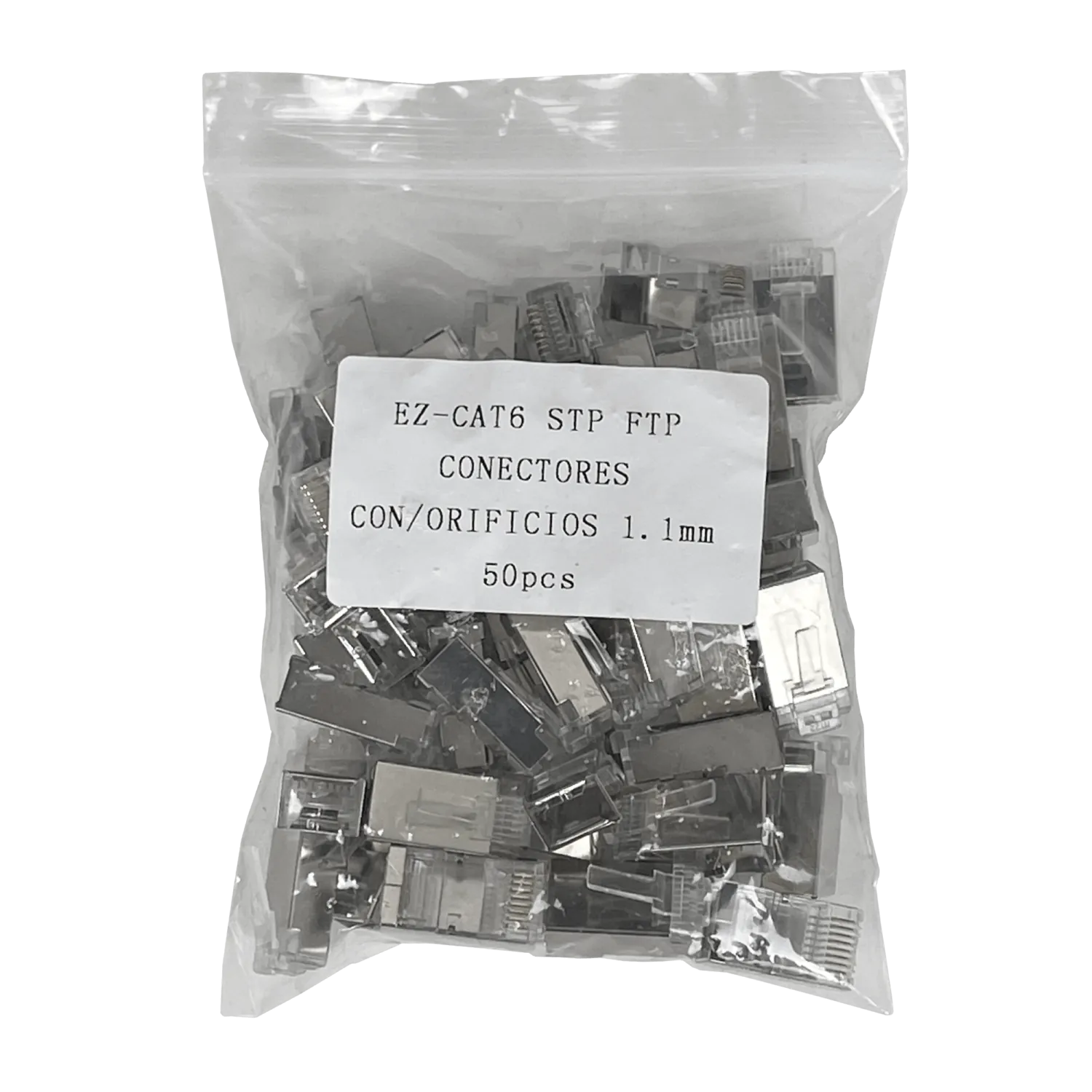Pack 50 Conectores RJ45 Macho Metálicos Cat6 FTP/STP Unifilar 4