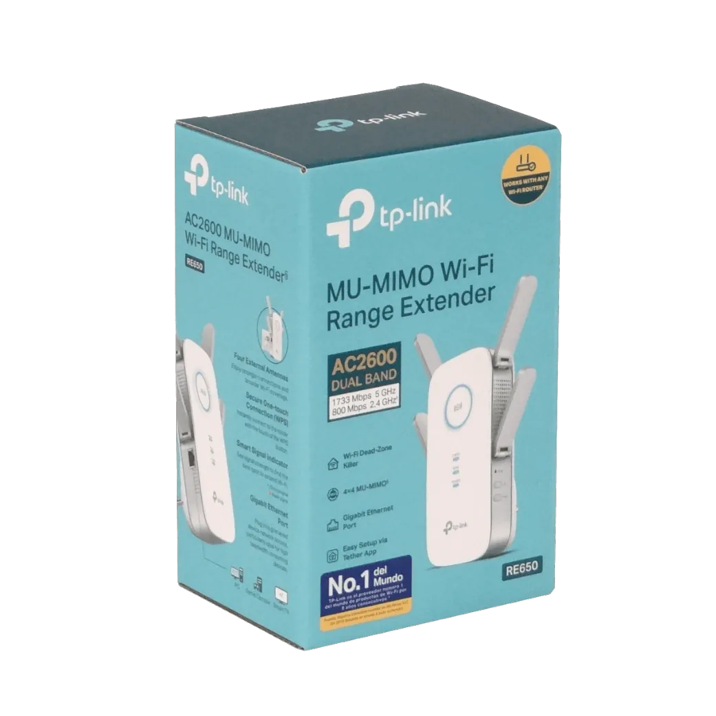 Extensor de Rango TP-Link RE650 Wi-Fi AC2600 con 4 antenas de alto rendimiento 4