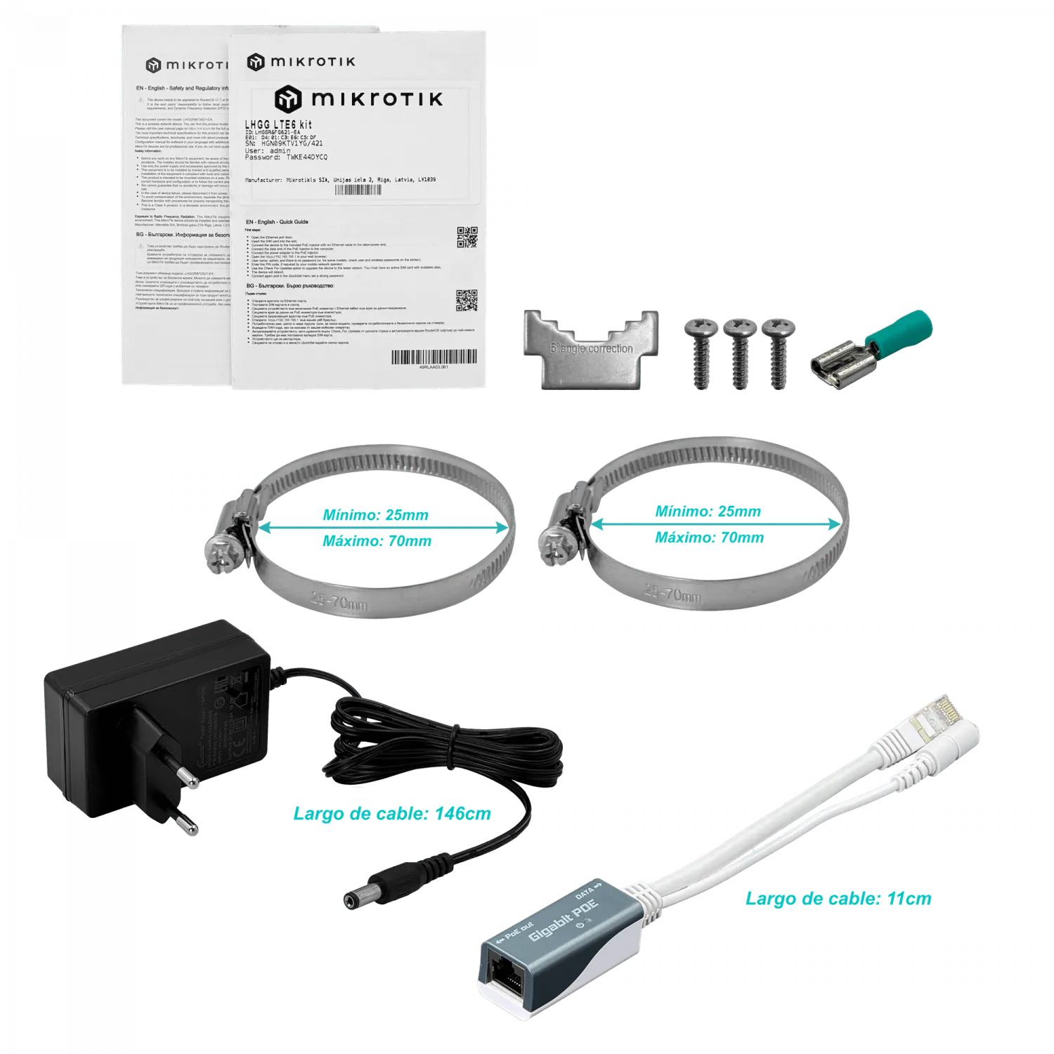 Antena MikroTik LHGG-LTE6-KIT CAT6 17dBi 300/50Mbps 1-SIM 24V LTE/3G 391mm 9