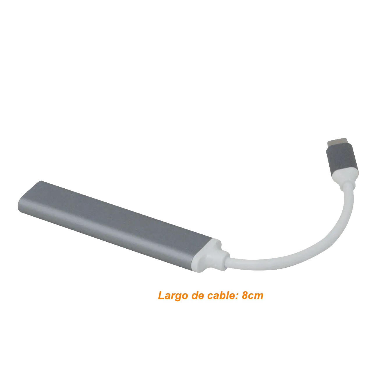 Hub USB 4 puertos USB3.0 conector USB-C aluminio cable 4cm 2