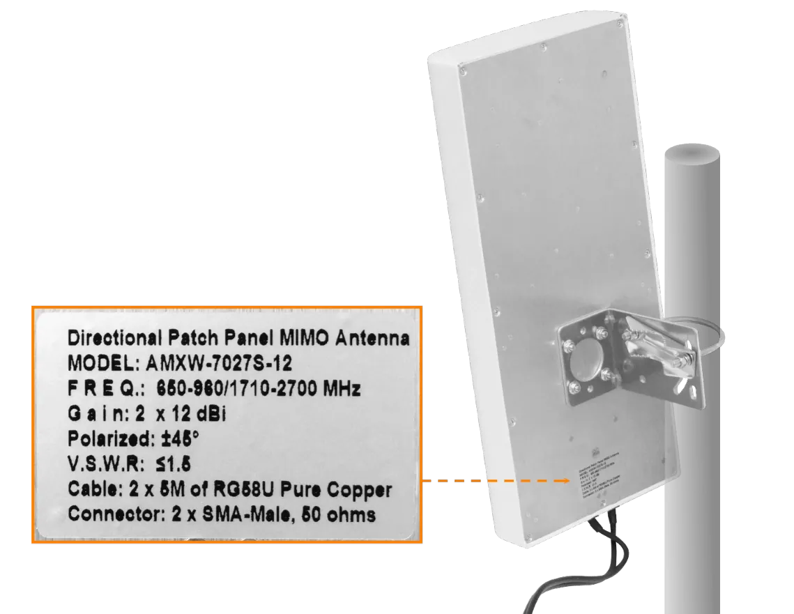 Antena Panel 2x9/12dBi, 2x SMA-M, 5m, 650-960MHz / 1710-2700MHz, 41x18x6cm 3