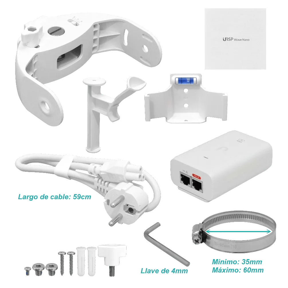 Puente Inalámbrico de Alta Velocidad, 60 GHz, Diseño Compacto y Blanco, Ubiquiti UISP Wave Nano 5