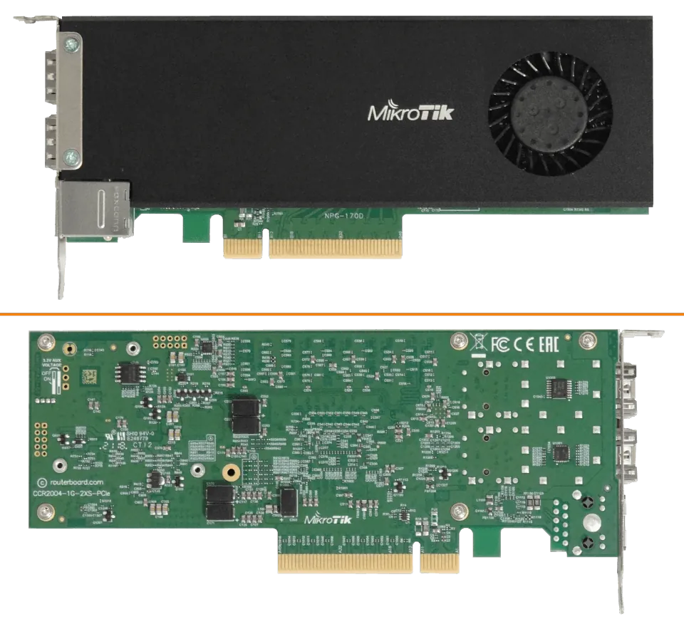 Tarjeta de Red Servidor MikroTik CCR2004-1G-2XS-PCIe - 2 Puertos SFP28 de 25G, RouterOS Integrado 2