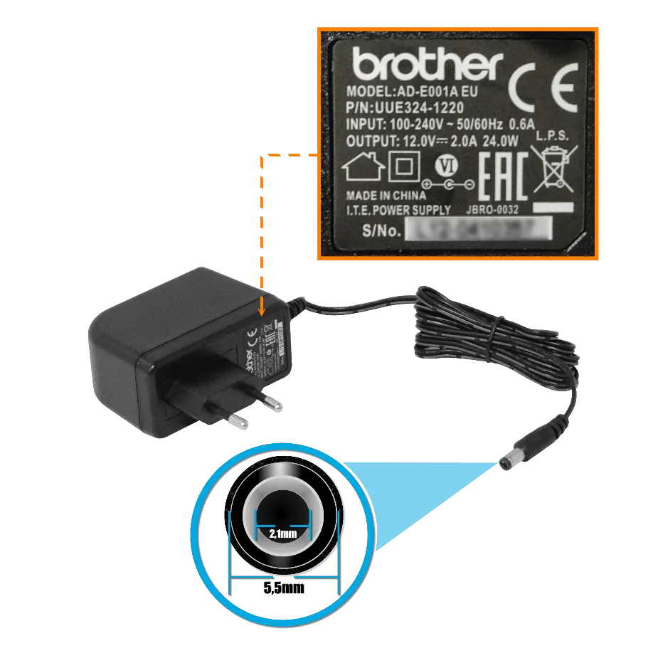 Fuente de Poder Brother ADE001A, 12VDC, 2.0A, 24W 2