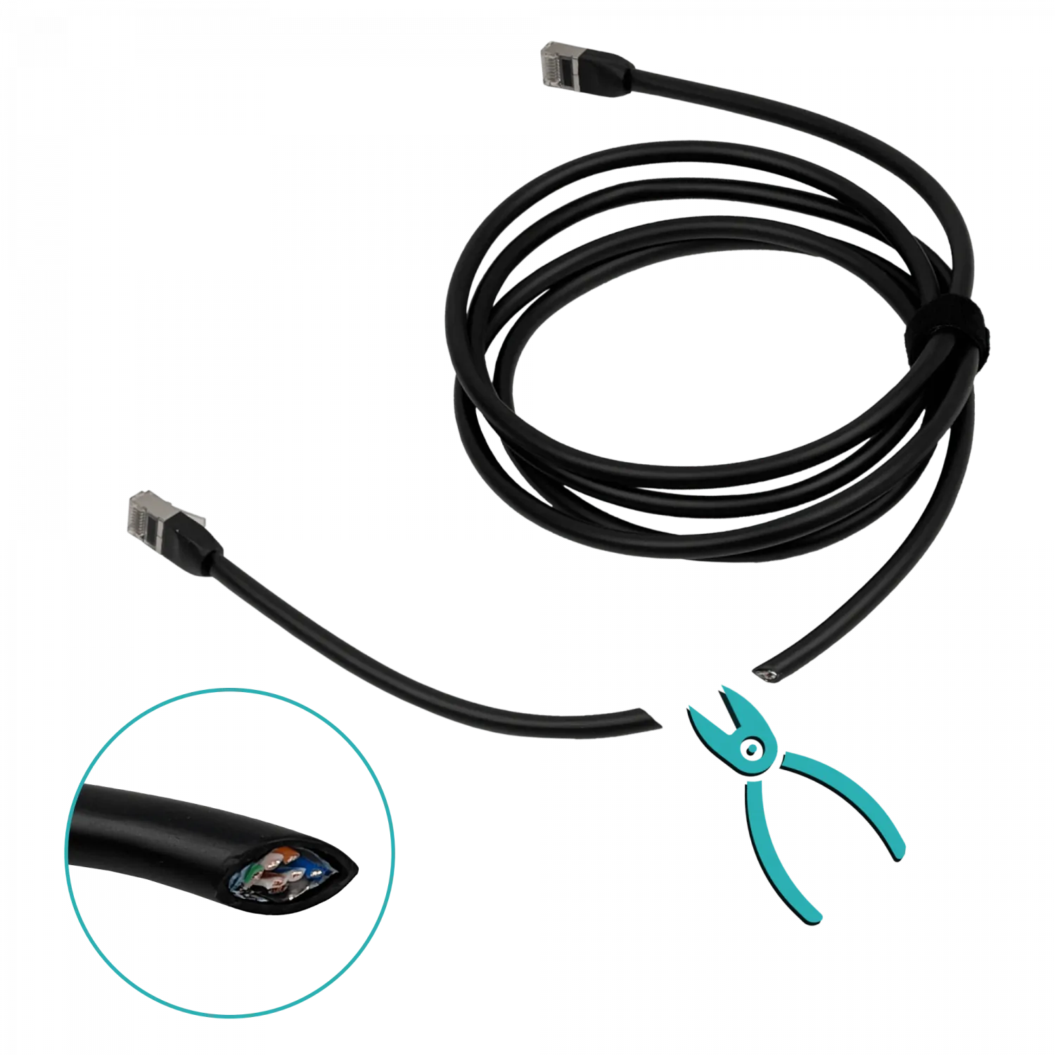Cable Exterior Cat5e Ubiquiti F/UTP Negro 2m 3
