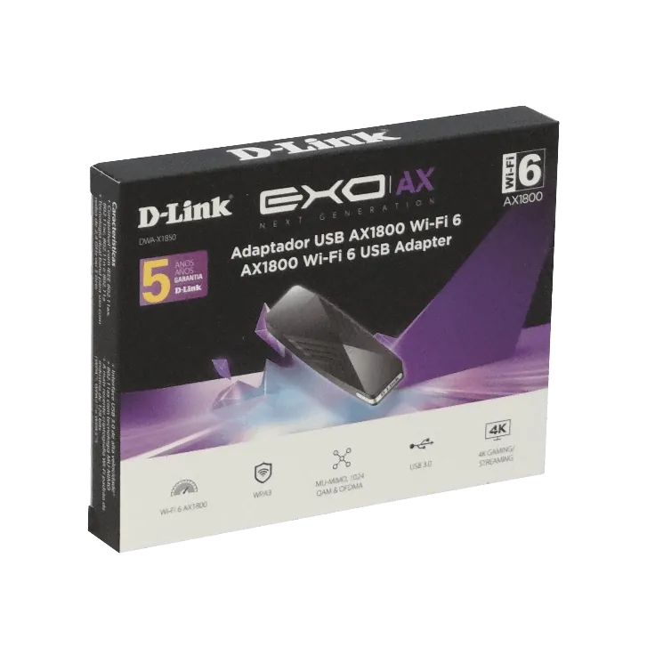 Adaptador de Red D-Link DWA-X1850, WiFi 6, WPA3™, USB 3.2 Gen 1, Negro 4